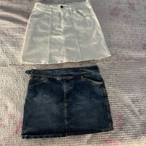 Vantage Elegant White and Denim Mini Skirt Duo both size 8